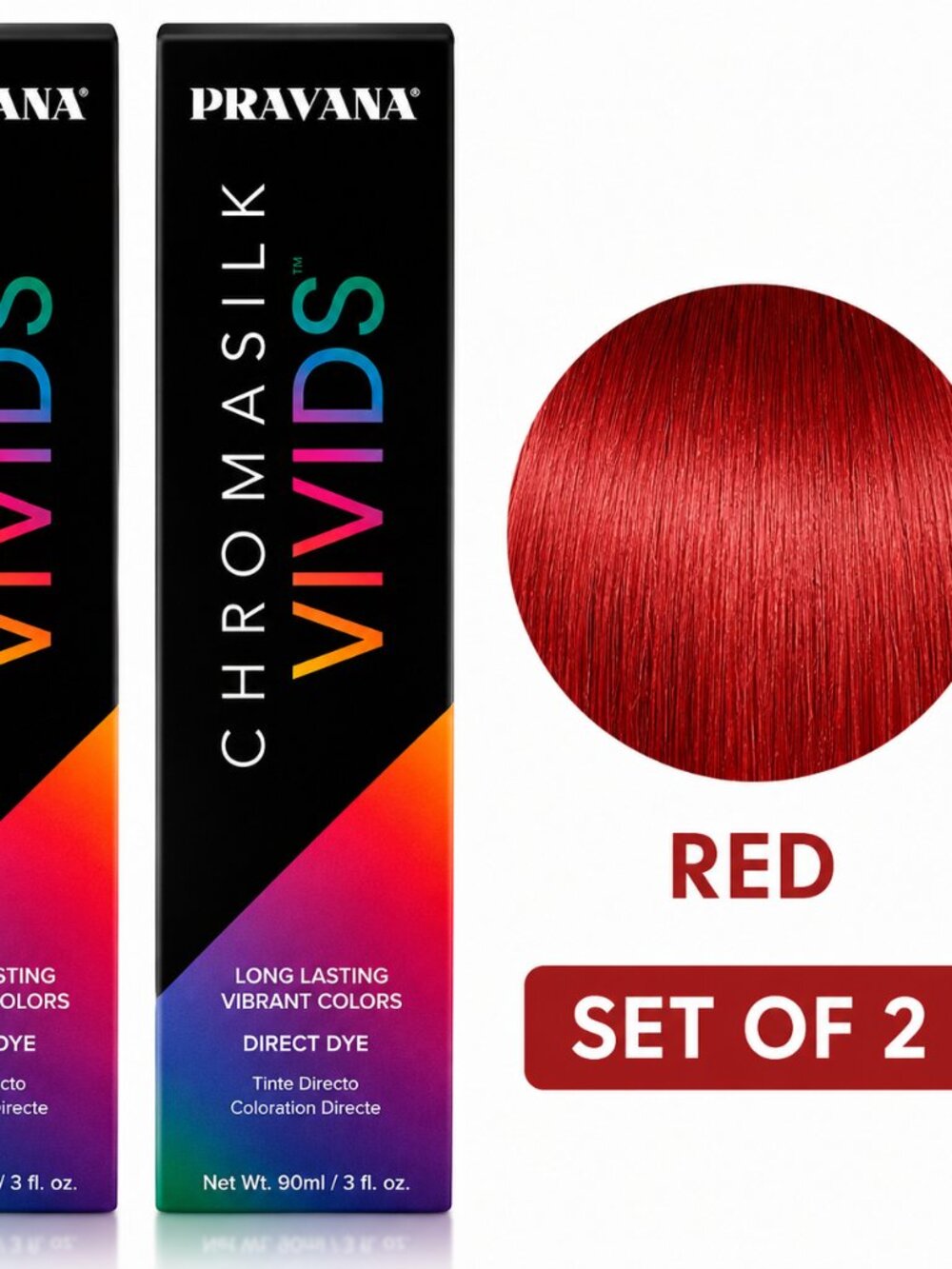 Pravana ChromaSilk Vivids Red Hair Color Set of 2 | Semi-Permanent Direct Dye